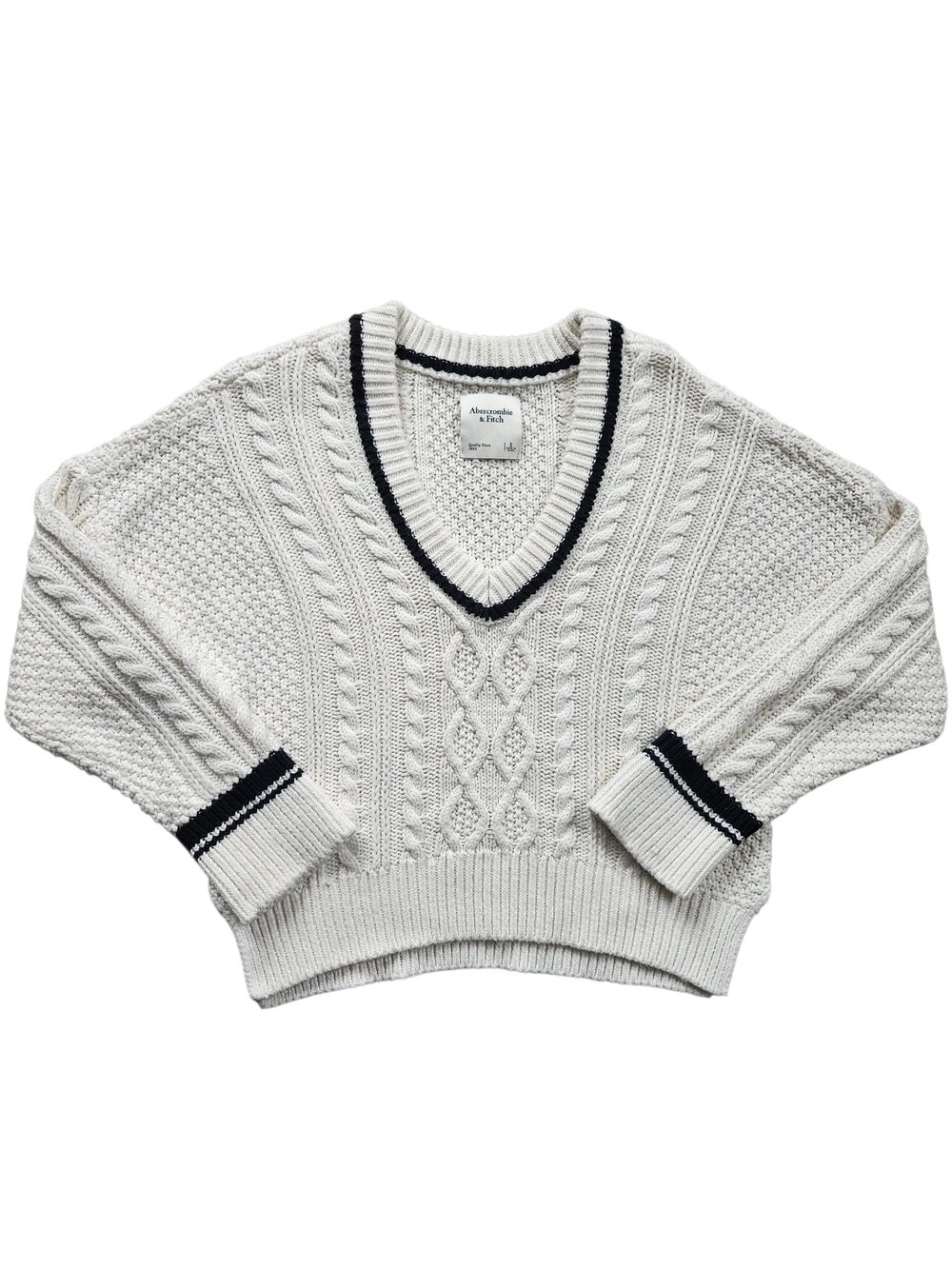 Abercrombie & Fitch Cable Knit Sweate V-Neck Preppy Cottagecore